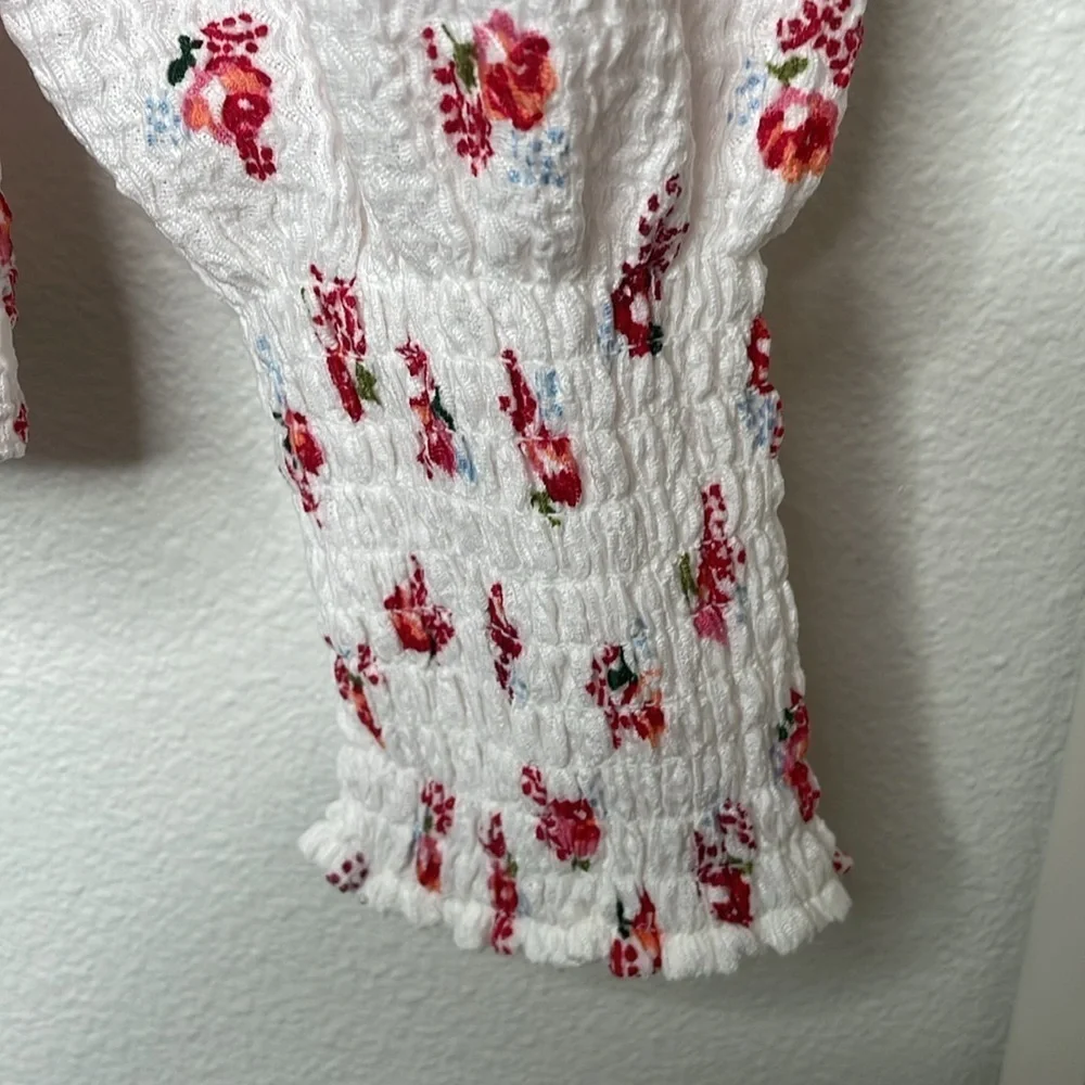 NWT Loft Floral Puff Sleeve Square Neck Top